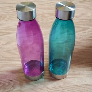 Stainless Steel and Plastic Water Bottles - Purple and Blue